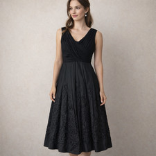 Adrianna Papell Floral Tulle Dress Womens 6 Fit Flare Midi Whimsigoth Formal