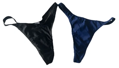 Lot De 2 STRINGS FEMME TAILLE 38.40 1 Noir Et 1 Bleu Marine Neuf - Photo 1/4