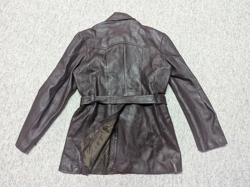 vintage 1970s soft leather BELTED trenchcoat 38 brown SHERLOCK jacket S image 3