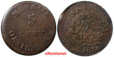 France Anvers. Antwerp Louis XVIII 5 Centimes 1814 JLGN aVF RARE KM 4.1 (10)