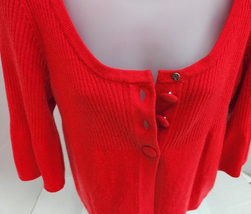 NWT MACYS INC Fitted Red Silk Blend/Angora Large Button Center Shirt Top MEDIUM - Picture 9 of 12