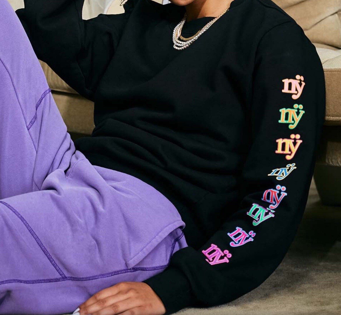 Barney's New York X Greg Yuna Black Crewneck Multicolor