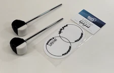Double Bass Pedal Drum Beaters with Aquarian Kick Pad -Fits Tama, DW, Pearl, etc