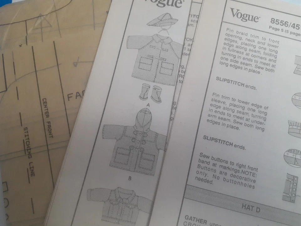 18" Doll CLOTHING Wardrobe Vogue 8556 Sewing Pattern Coat Hat Boots Sweater Carr - Image 3 of 4