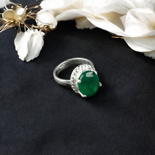 Green Onyx Gemstone 925 Sterling Silver Fine Jewelry Ring For Engagement Ring
