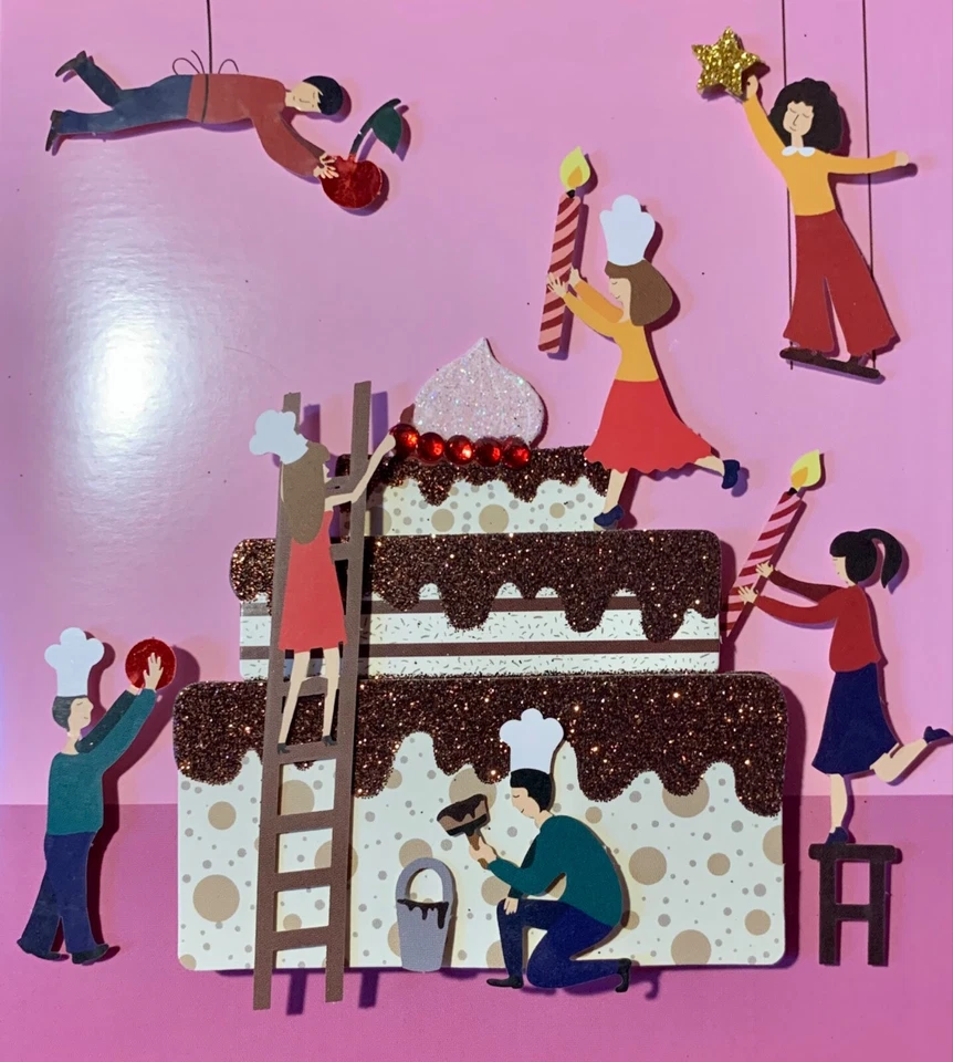 Happy Birthday Card! 3D Birthday Cake Bakers! Gorgeous Card By Designer Burgoyne - Image 3 of 4