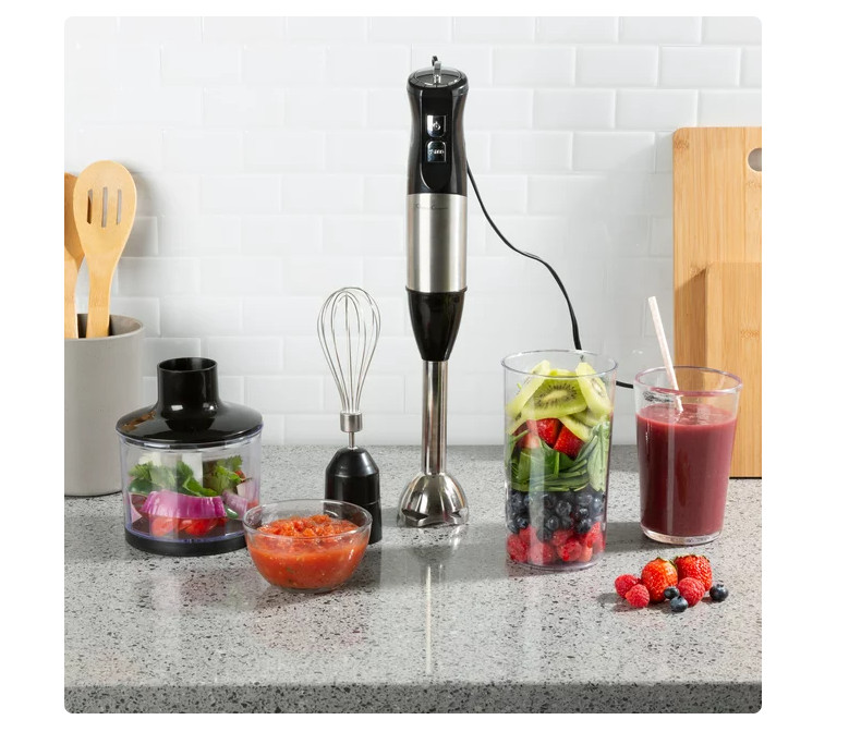 Classic Cuisine Immersion Blender 4-In-1 6 Speed Hand Mixer