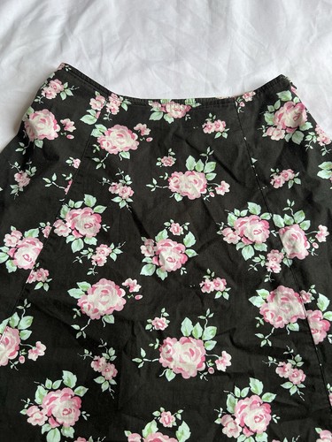 Vintage George A-Line Skirt Black Floral Babydoll Pink Tulle Detail Size S/UK 8 - Picture 11 of 23