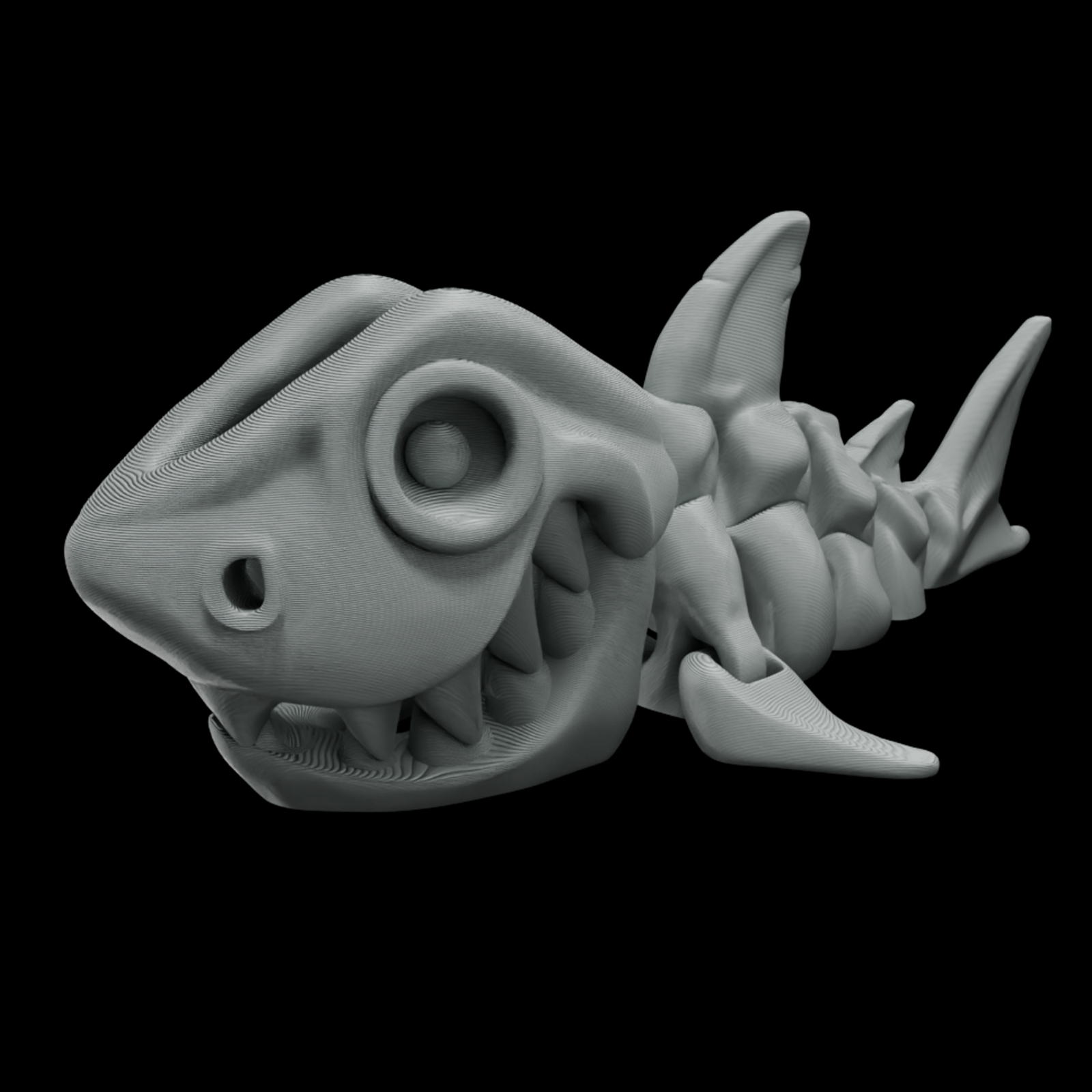 3D Printed Flexible Articulated Mini Skeleton Shark Keychain / Flexi  Fidget Toy