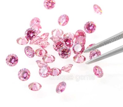 200 PCs lot Fancy Pink VVS1 Lab Grown CZ Diamond 3mm Round Cut loose Gemstone