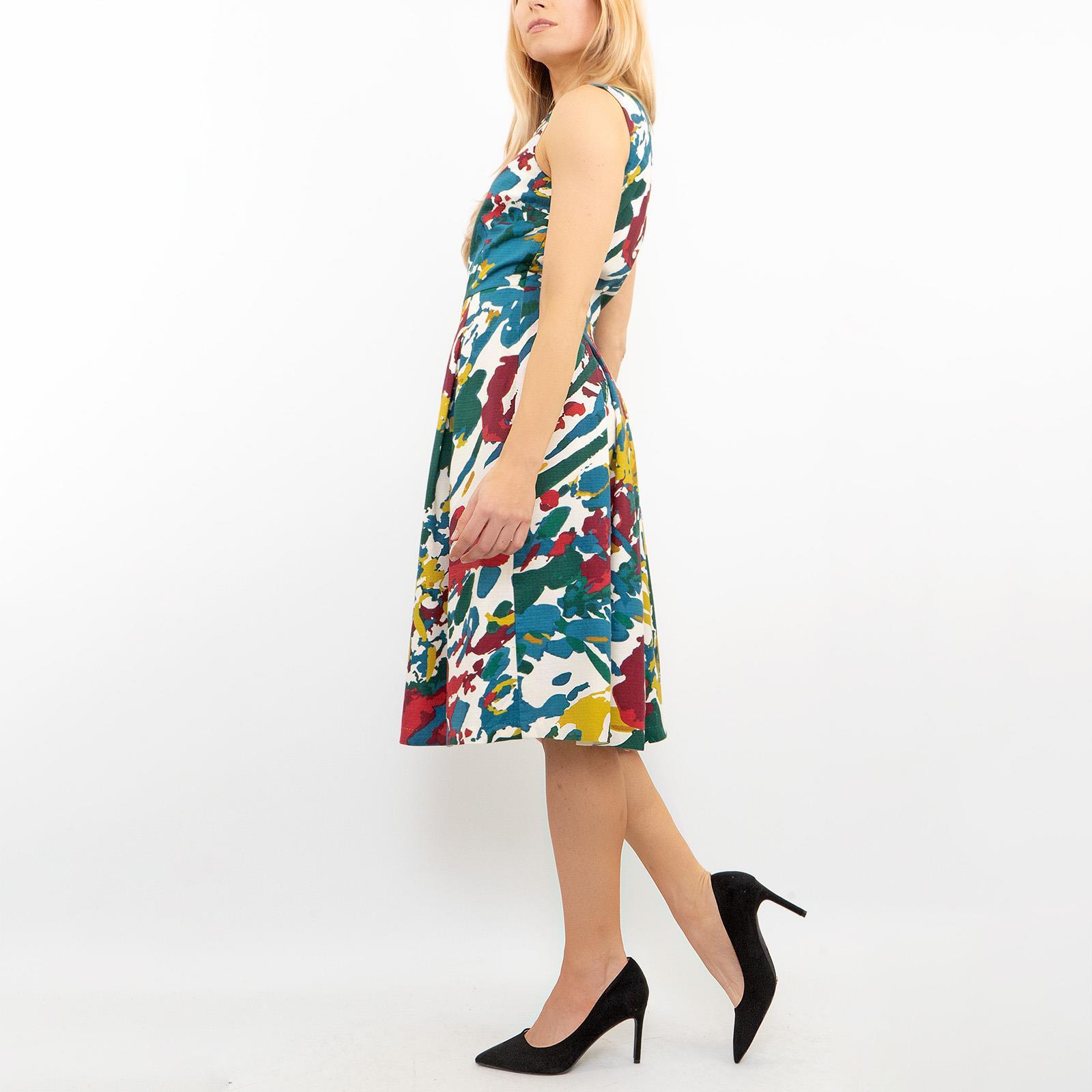 Seasalt Dress Womens Merthen Yellow Green Red Fit Flare Summer Size 6 8