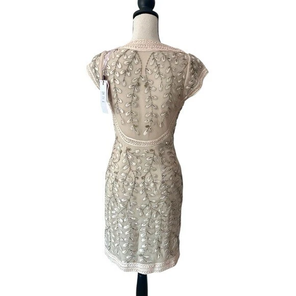 Новый Сью Вонг размер 6 бисером блестки коктейльное платье v-образным вырезом крышка рукава свадьбы фея - Изображение 3 из 4