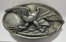 Vintage 1983 Bald Eagle Brass Belt Buckle by Bergamot Brass Works, USA