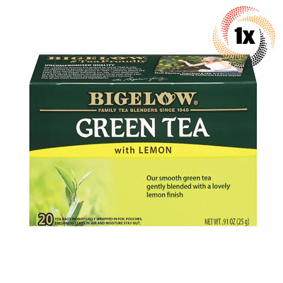 1x Box Bigelow Natural Green Tea With Lemon | 20 Pouches Per Box | .91oz