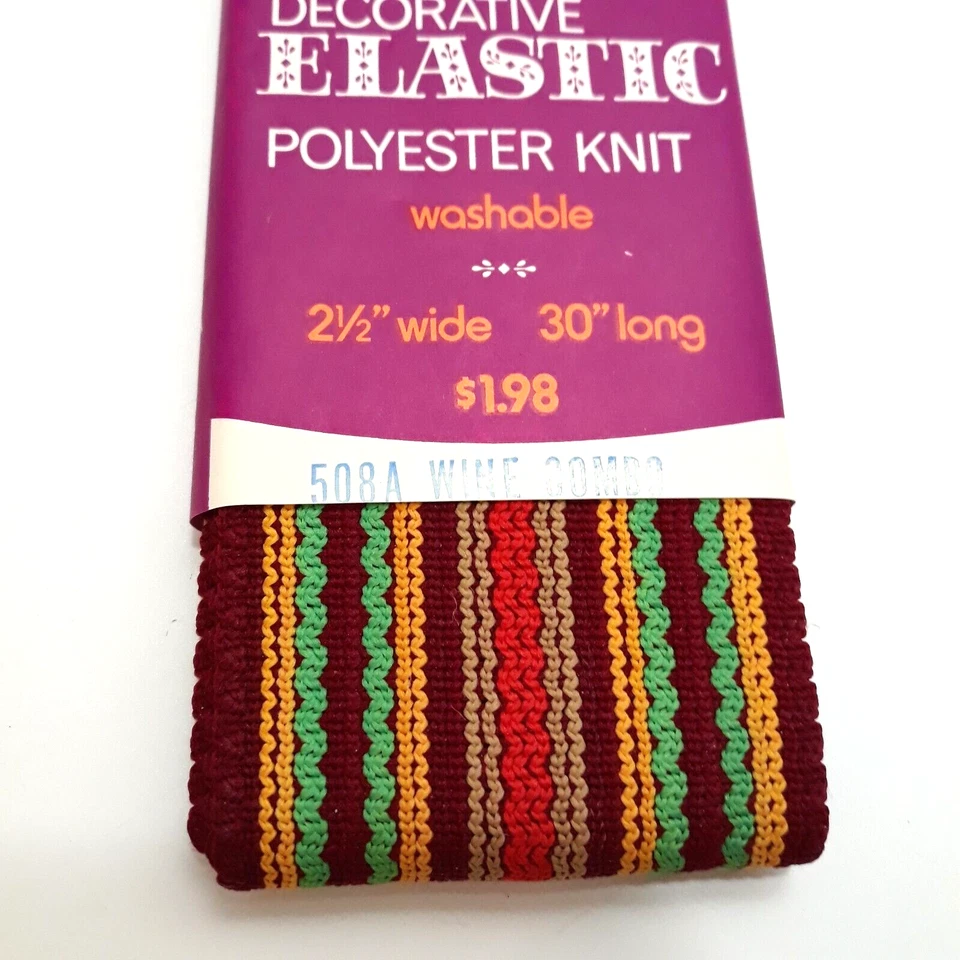 J&P Coats 装饰弹性涤纶针织条纹 2 1/2 x 30 英寸葡萄酒组合 508A — 第 2/4 张图片