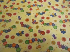 Cotton Fabric Michael Miller Giddy Bugs on Yellow C-285 1yd x 44