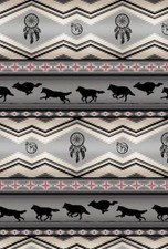Fabric Native Spirit Tucson Wolf Stripe Border Grey Cotton ELIZABETH 1/4 Yd 556