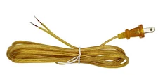 Gold Lamp Cord, 12 Foot Long Replacement Repair Part, 18/2 SPT-1 Wire 