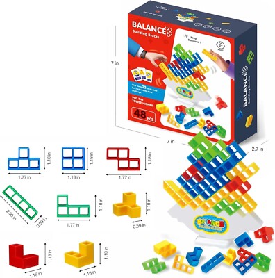 48 Board Games Tetra Tower Balance Stacking Toys Building Blocks Kids Gift - View #5