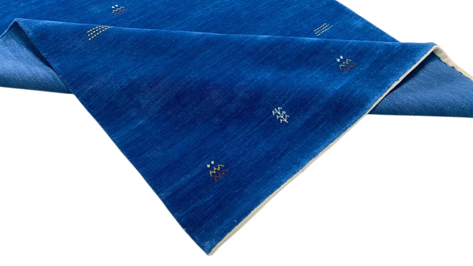 Tapis Gabbeh Bleu 160x230 Cm Tissé À La Main 100% Laine Lori Debbich Loom G64T6 - Photo 4/4