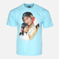 VTG Native American 1991 Western Tribal Turquoise Scafa Tornabene Tee Shirt - L