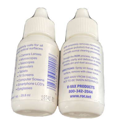 2XROR 1 oz.Best Optical Cleaner: Residual Oil Remover f/Lens/Scopes/TV/Telescope