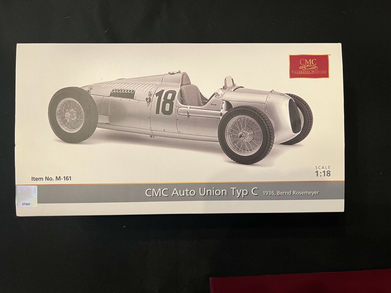 CMC 1/18 Scale Diecast - M-161 Auto Union Typ C 1936 Bernd Rosemeyer