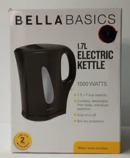 Electric Kettle Black 7 cup 1.7 Liter Short 28"Cord 9.5" tall " x 8" L x 4.5"w