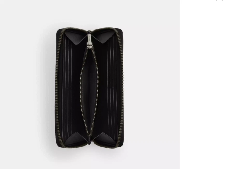 COACH CY405 NWT Accordion  Walllet - Signature/Leather QB/Charcoal/Black - Изображение 2 из 4