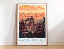 Indonesia Prambanan Temple, Evening Art Poster Premium Quality Choose your Size