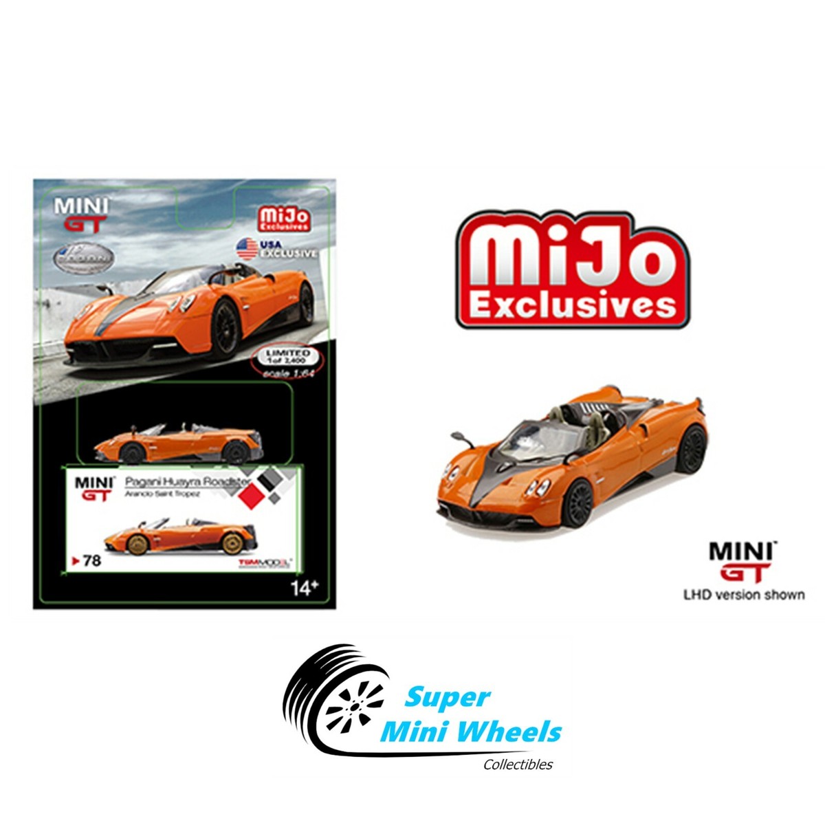 ミニカー MINI GT Pagani Huayra Roadster 78 MINI GT 78 Pagani Huayra Roadster Arancio Saint Tropez LHD
