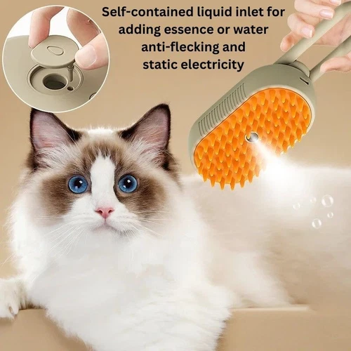 Cat Steam Brush Steamy Dog Brush 3 in 1 Electric Spray Massage Pet Grooming - Picture 2 of 9