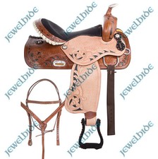 Western Saddle Barrel Pleasure Trail Show Horse Leather Tack Set 10"-18" F/s