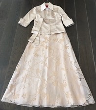 JS COLLECTIONS 2 Pc. Taupe Evening / Formal Occasion Set; Satin Blouse; Skirt, 8