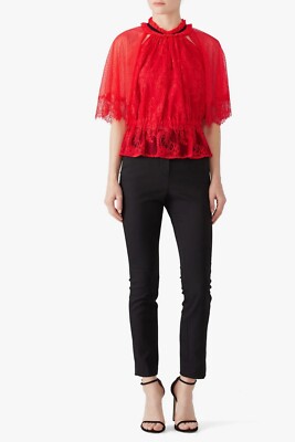 Three Floor Red Coral Bells Top Floral Lace Holiday Parties Fiery Red XS or S