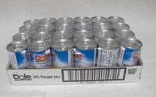 24 piece DOLE 100% PINEAPPLE JUICE 6oz Cans Tiki Drink Cocktail FREE SHIP IN USA