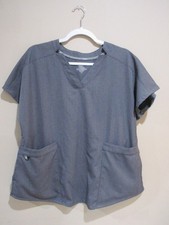 Climate Right Cuddl Duds Medical Uniform Top Lg Gray Front Pockets