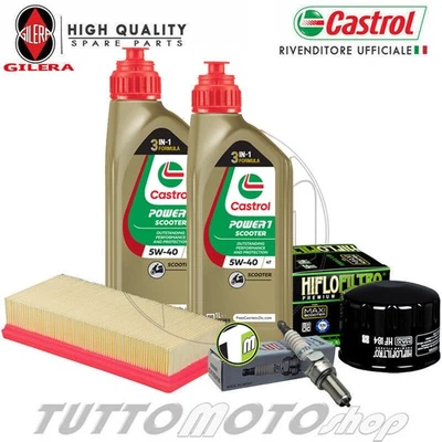 CASTROL - HIFLO - PIAGGIO Tagliando GILERA Nexus 500 2008 2009 2010 2011 / Olio Castrol + Filtri + Candela