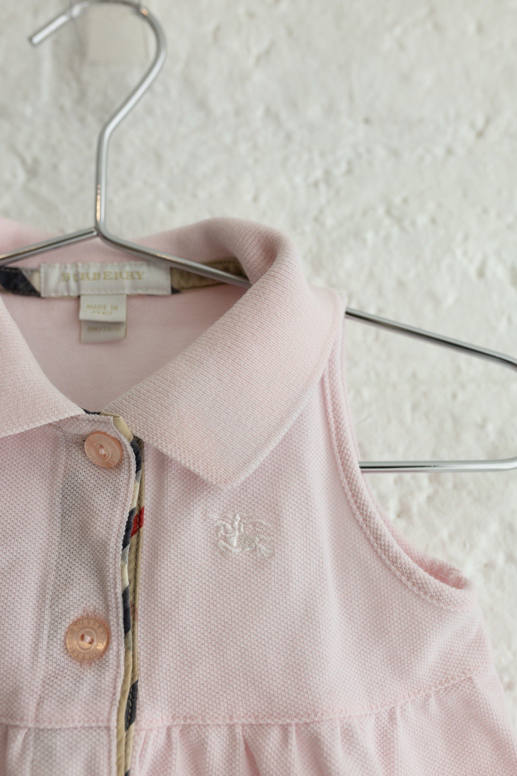 Burberry Baby Girl Pink Polo Dress Nova Check Trim Sleeveless 9M 74cm thumbnail 3