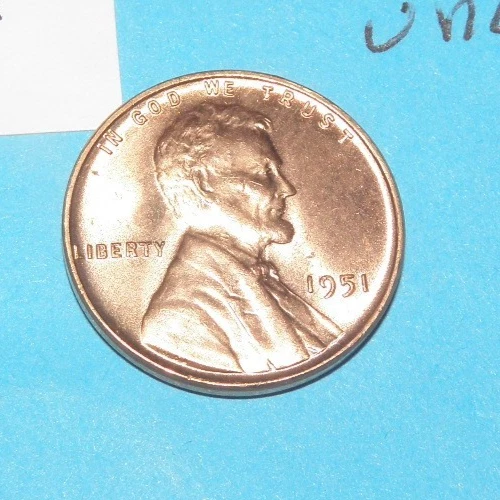 1951        LINCOLN WHEAT CENT   CHOICE RED UNCIRCULATED  #1