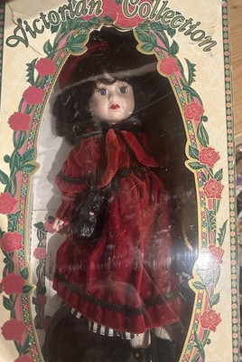 Victorian Collection Porcelain Doll Mattie Brown Eyes Curly Hair Original Box