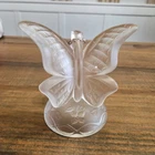Fenton Glass Butterfly On A Branch Ring Holder Clear Frosted Satin Glass