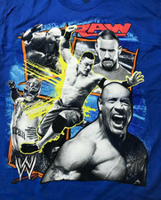 WWE WRESTLING RAW THE ROCK, JOHN CENA Boys T-shirt MEDIUM NEW SIZE 7-8