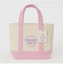 Trader Joe  s Mini Canvas Tote Bag   Limited Edition Pastel Pink NEW IN HAND