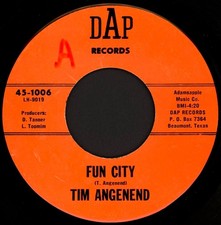 TIM ANGENEND Fun City / Today Or Tomorrow 45 Dap Rare 1972 TX Downer Psych Folk