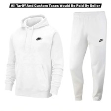 Nike Men's Tracksuit Set Club Fleece White Hoodie  Pants Joggers Sweatsuit