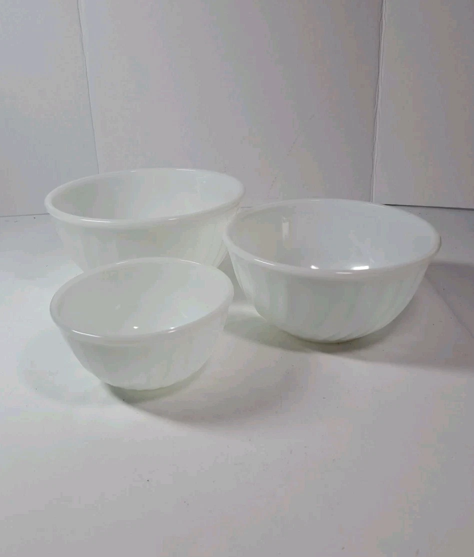 Fire King White Swirl Mixing Bowl for sale | eBay