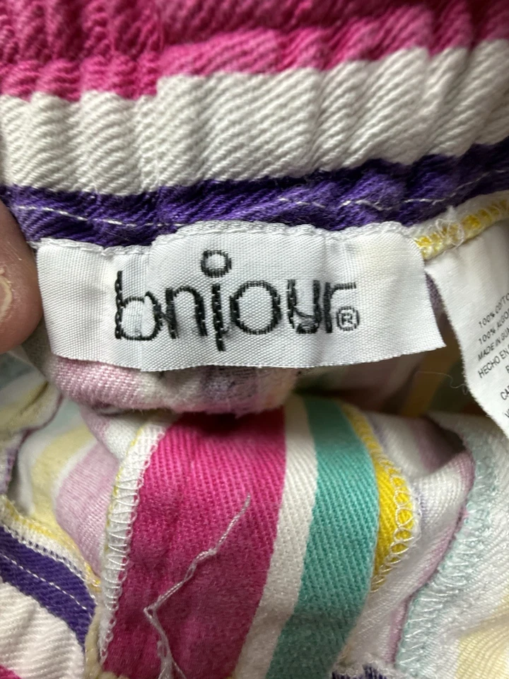 Pantalones Cortos Vintage Bonjour Niños Niñas 6 Caramelo Rayas Y2K Años 90 Retro Arco Iris Elastizados Foto 3 de 4