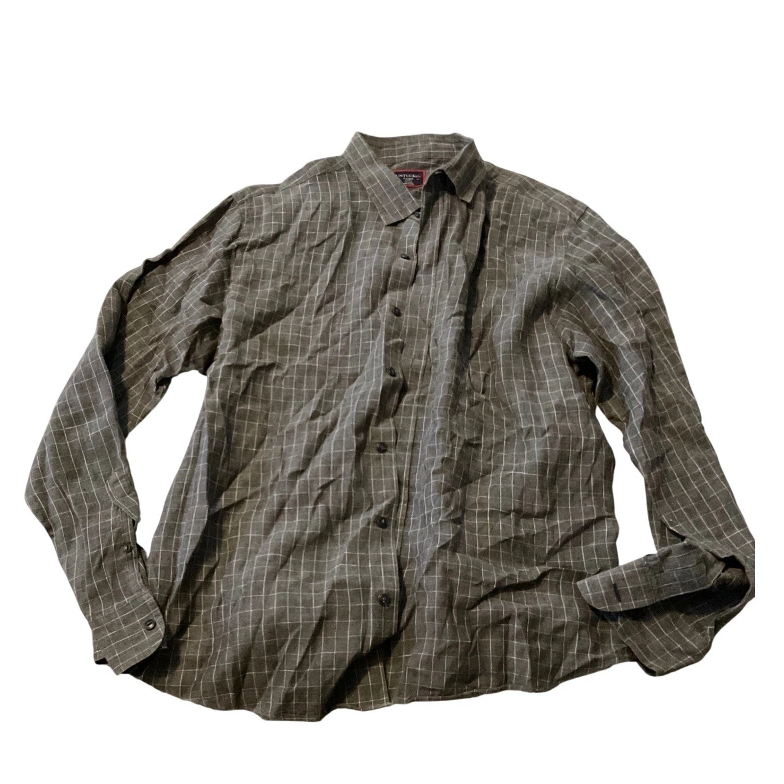 UNTUCKit Men's X-Large Slim Fit 100% Linen Long Sleeve Button Down Shirt Gray