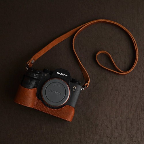 Demi-étui fait main en cuir véritable pour appareil photo Leica SL2